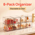 Clear Stackable Storage Drawers 8 Pack – Acrylic Bathroom Organizer Bins with Pull-Out Handle, BPA-Free Plastic Makeup Storage for Vanity