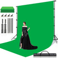 Green Screen Backdrop with Stand Kit 10x10Ft Chroma Key Background 7.5x10Ft Portable Stand with Carrying Bag 4 Clamps for Photoshoot