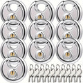 Padlocks with Same Key - 10pcs Stainless Steel Disc Lock Set, Keyed Alike Discus Pad Lock 2-3/4 Inch Wide 3/8 Inch Shackle