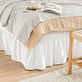 Bed Skirt Elastic Wrap Around Ruffle – 15 Inch Drop Microfiber Dust Ruffle, Adjustable No-Lift Fit, Fade Resistant Machine Washable