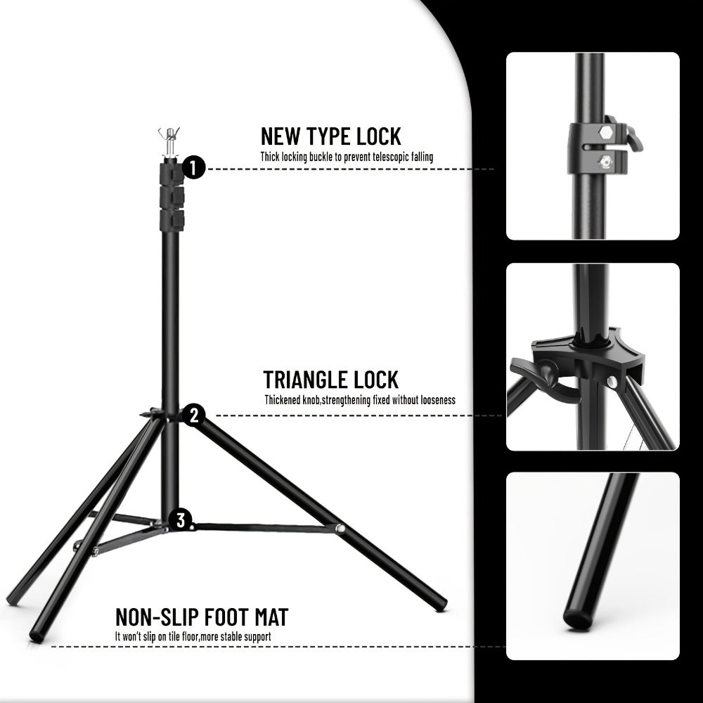 Backdrop Stand Kit 10x10ft Heavy Duty – 2 Adjustable Stands, 4 Crossbars, 4 Clamps & Carry Bag for Photo Studio, Video Shooting