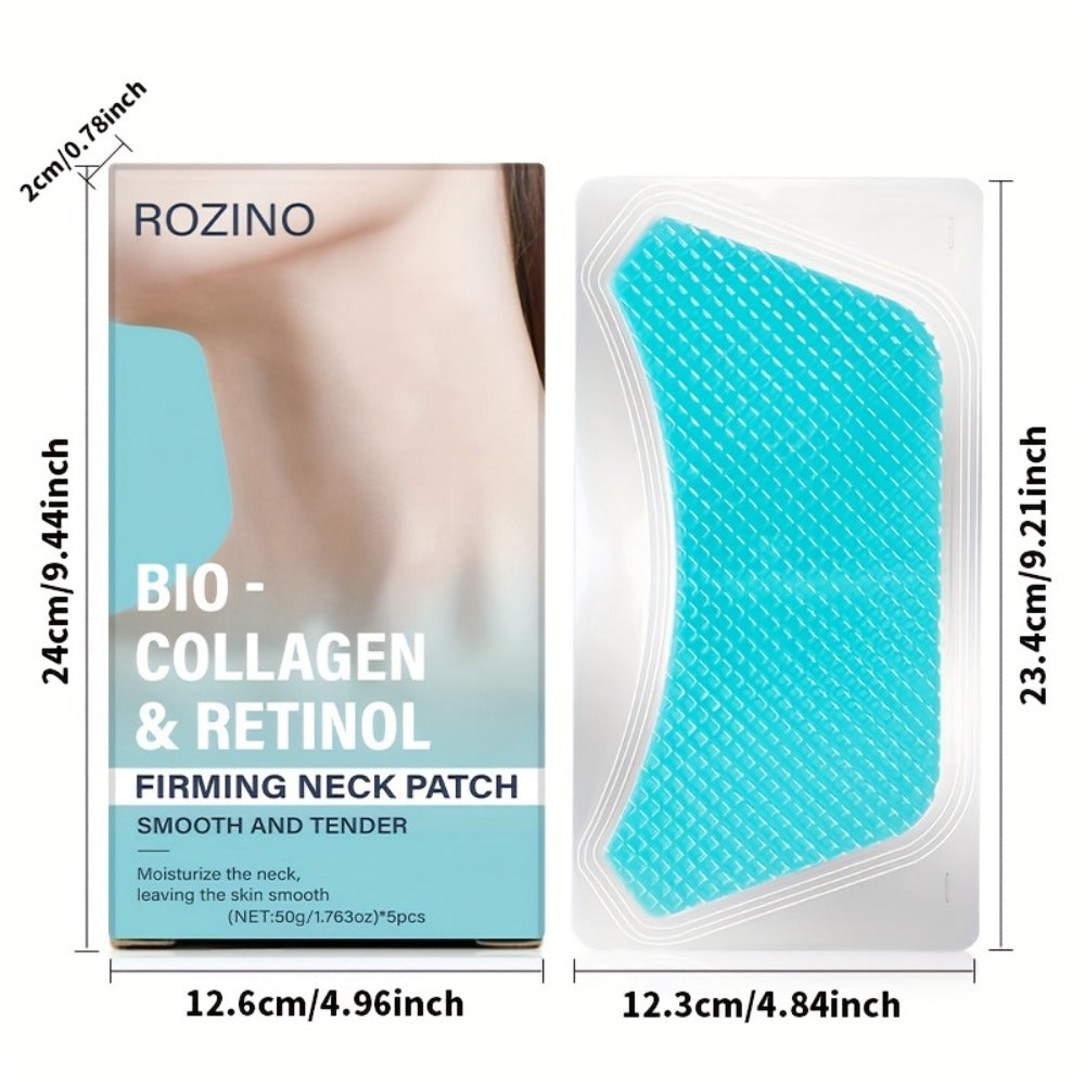 Neck Mask Patch 5pcs & Lifting, Bio Collagen, Bee Venom & 4-in-1 Retinol Gel Patch, Reduces Wrinkles & Sagging