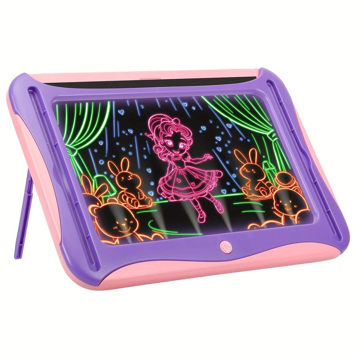 LED Light Up Drawing Board for Kids, 9 Double-Sided Tracing Cards 6 Markers Glow Doodle Travel Art Toy for Girls Boys Ages 3-8