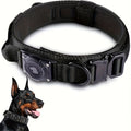 Tactical Dog Collar with AirTag Holder and Handle Adjustable Heavy Duty PC Case GPS Tracking Compatible for Medium Large Dogs M L XL 9