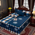 Floral Bed Skirt Set 3-Piece, 1 Ruffled Dust Ruffle Bed Skirt + 2 Pillowcases, Peony & Botanical Print