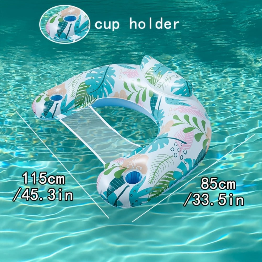 Striped Inflatable Pool Float for Adults – Heavy-Duty PVC Raft Lounge Chair with Cup Holders, Leak-Proof Design for Lake River Ocean Beach