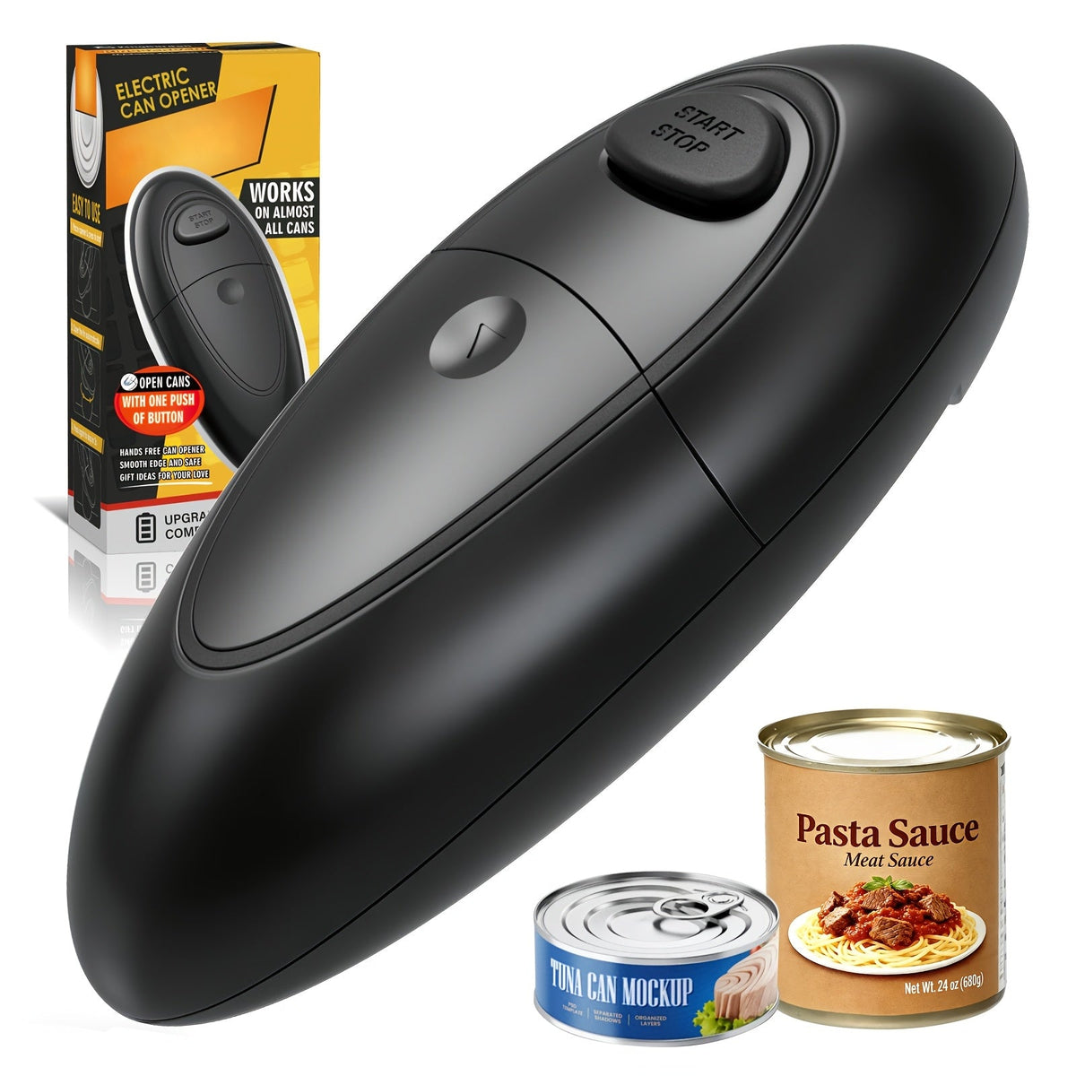 Automatic Can Opener Hands-Free | Electric Battery-Powered One-Touch Can Opener for All Can Sizes, Safe Smooth Edge