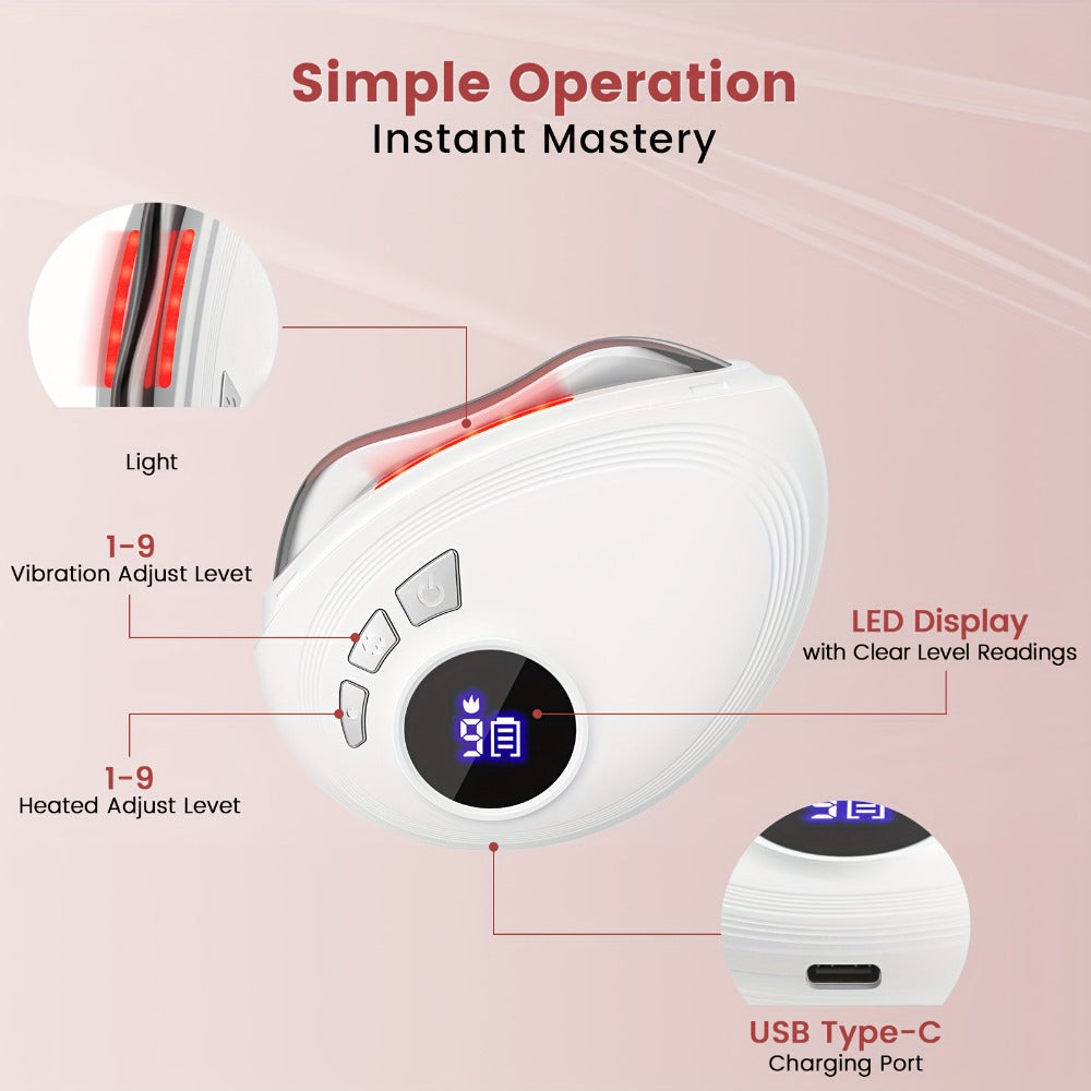 Gua Sha Electric Facial Sculpting Tool, 9-Speed Vibration & 9-Speed Heat, Face Lifting Lymphatic Drainage Massager for & Contouring