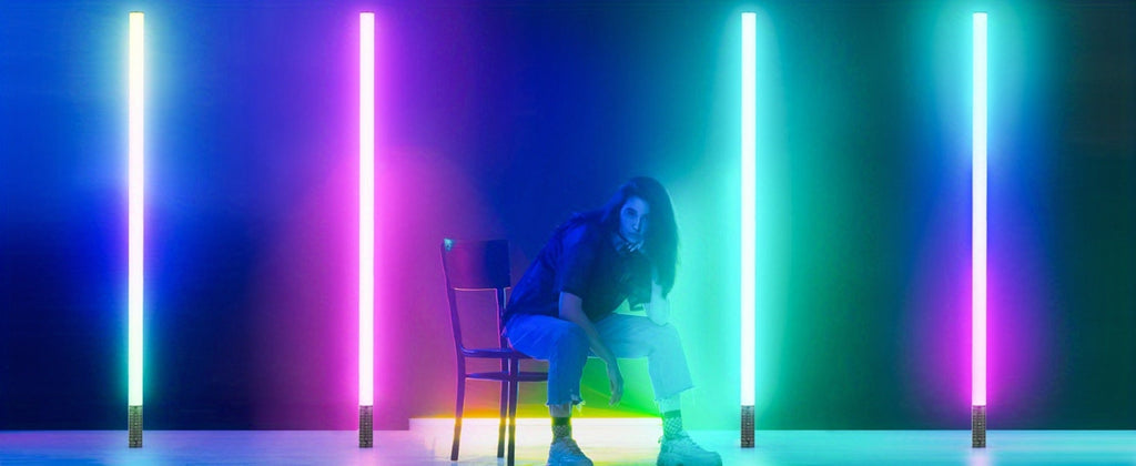 RGB Tube Light with Stand, Smart App & Remote Control, Music Sync Color Changing, Timing, USB Powered for DJ Lighting
