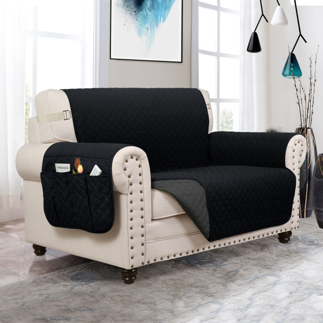 Dog Furniture Protector Cover Black / Dark Gray / Loveseat (58 IN X 40 IN X 14 IN)