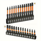 Impact Torx Bit Set 26pcs T7-T40 S2 Steel CNC Machined Tips Security Tamper-Proof Torx Bits 1" & 2" Lengths for Impact Drivers Drills Power
