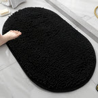 Oval Chenille-Style Bath Mat with Five Color Designs and 40 × 60 to 63 × 95 cm Size Options