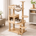Cat Tree 54 Inch Large Wooden Cat Tower with Space Capsule Multi-Level Cat Condo Sisal Scratching Post for Indoor Cats Luxury Design