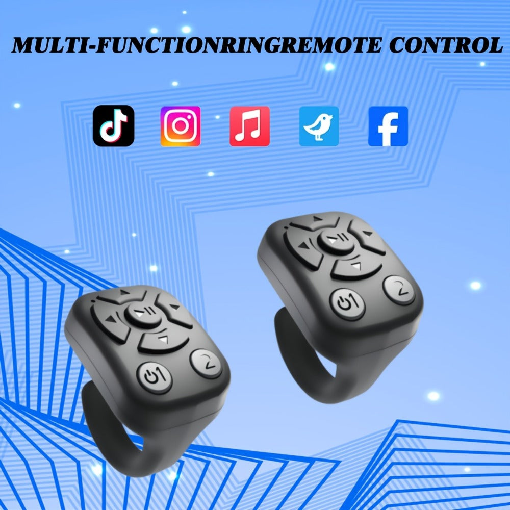 Bluetooth Selfie Remote Ring 2 Pack TikTok Scroll Shutter for iPhone iPad, Hands-Free Photo Capture Video Like Page Turn Music Control