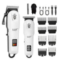 LQT White Hair Clipper Set with Digital Displays, USB Charging and Choice of 2-, 3- or 4-Piece Kits