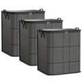 Storage Bag Set, 3-Piece Black Collapsible Closet Organizers with Zipper Closures, Carry Handles and Front Windows