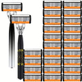 Safety Razor Set for Men 2 Anti-Slip Handles & 24 Ultra-Sharp Replaceable Stainless Steel Blades – Smooth Painless Close Shave