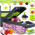 Vegetable Chopper 16-in-1 Manual Food Chopper Set, 8 Interchangeable Blades with Container, Grater & Strainer