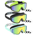 Three-Pair Swimming Goggles Set with 6.1-Inch Frames, Adjustable Straps, Earplugs and Nose Clips in Models A, B or C