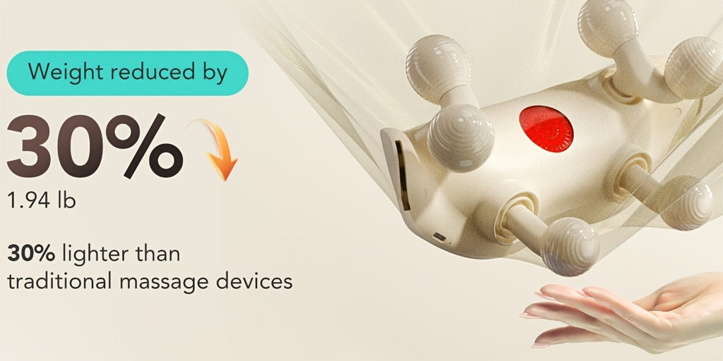 Wearable Neck & Shoulder Massager with Heat, 6D Bionic Hand Kneading Trapezius Massager, 9 Modes 3 Intensities 40-45°C Heat
