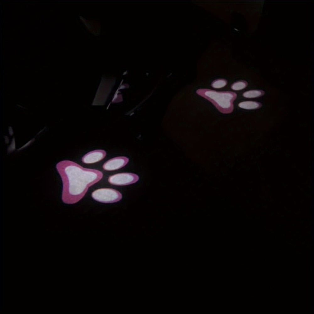 Car Door LED Projector Welcome Lights 4 Pcs – Courtesy Step Logo Light Cute Pattern Projection Festive Atmosphere Night Light Sky Blue Pink
