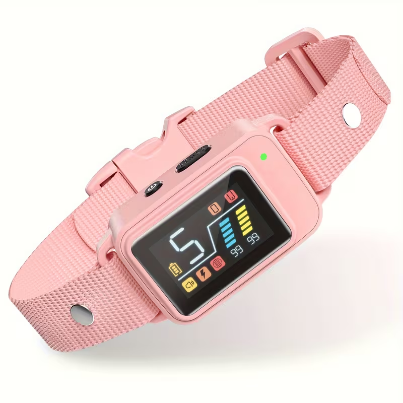 Black Digital-Display Bark Collar with Adjustable Woven Strap and Single Checkout Configuration