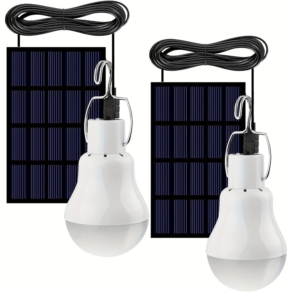 Outdoor Solar Light Bulb with 3.5M Cable – 110 Lumen 12 LED, 800mAh Rechargeable, 6000K Daylight, Portable Hanging Lamp for Garden, Yard