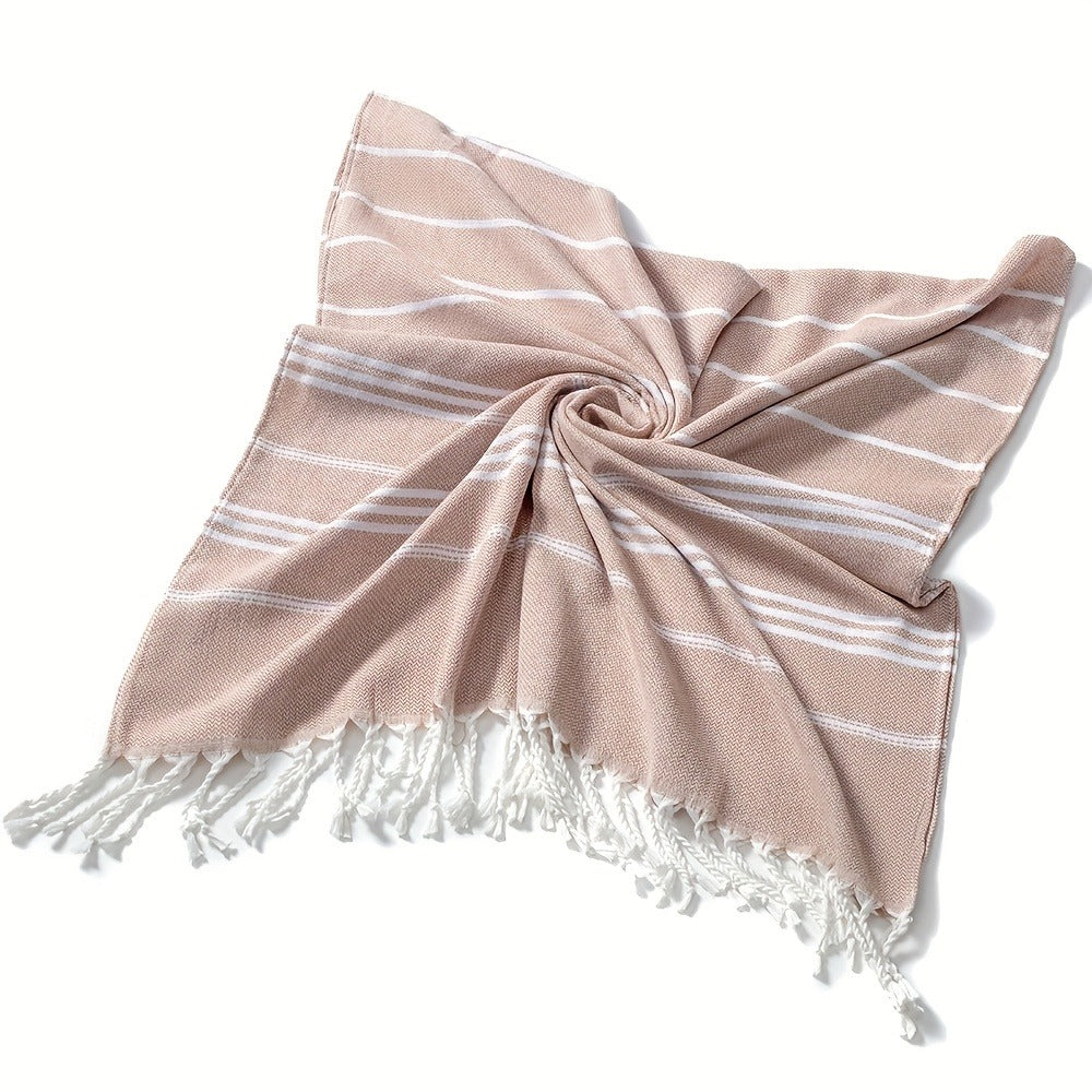 Turkish Striped Beach Towel Oversized 90x180cm 35.5x71in – Quick Dry Lightweight Sand Resistant Shrink Resistant | 10 Colors Blue Grey