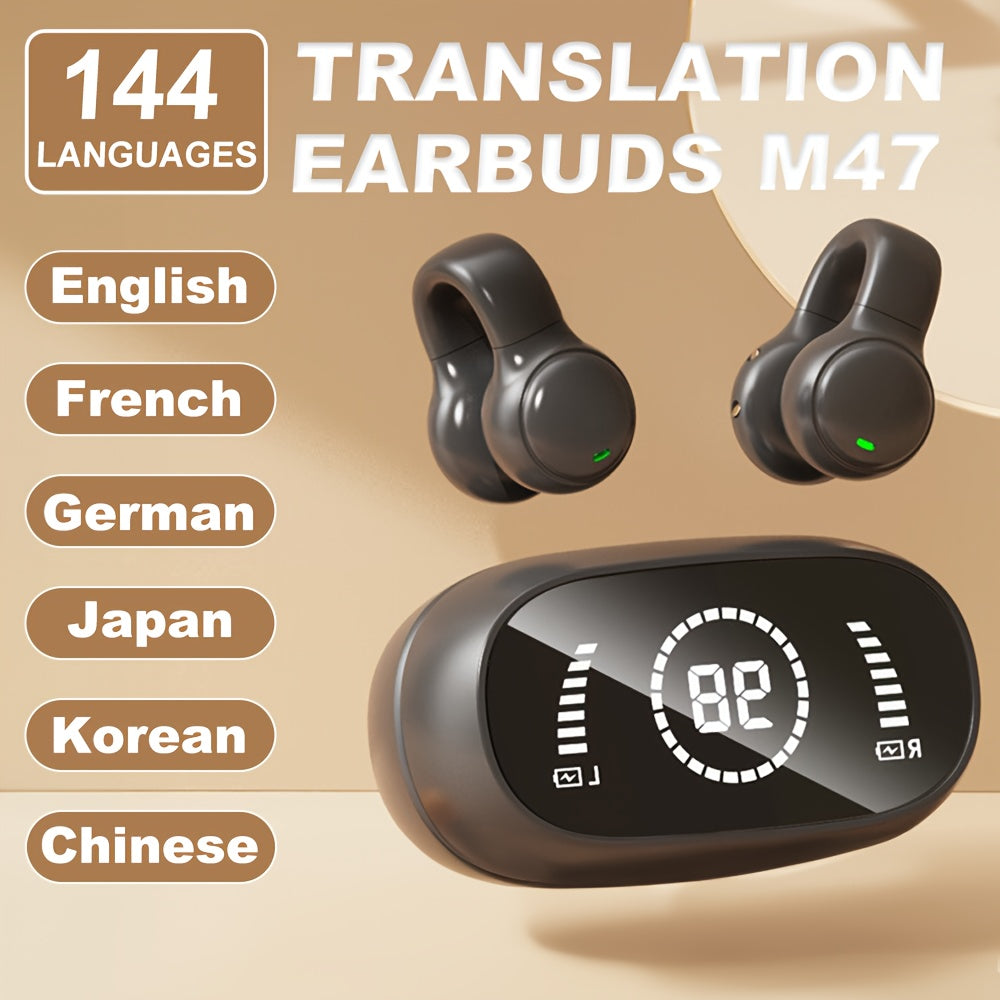 Wireless Earbuds with Mirror LED Charging Case, Touch Controls and Optional AI Translation in Black or White
