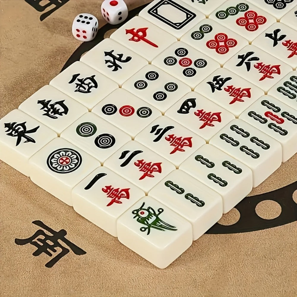 Mini Mahjong Set Portable Travel Size – Compact Authentic Chinese Tile Game for Family Fun Logical Thinking On-the-Go Entertainment
