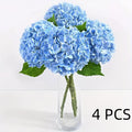 Artificial Flowers 21-Inch Full-Latex Hydrangea Stems in 4 or 8-Piece Sets with Flexible Wire