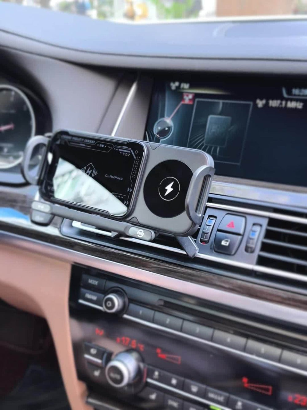 Folding Wireless Car Charger Mount with Air-Vent Base or Two-in-One Stand Checkout Options