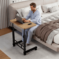 Adjustable Height Rolling Overbed Nursing Table 3-Layer Shelves Bedside Tray for Elderly for Entryways, Bedrooms and Living Spaces