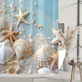 Sea Star and Shell Shower Curtain with One-Piece or Four-Piece Bathroom Set Checkout Options