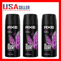 AXE Excite Body Spray Three-Pack with 150ml Black Aerosol Cans, Purple Graphics and Excite Scent Label