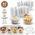 Individual Cupcake Container Set, 80 Clear Plastic Boxes with Dome Lids and Flip-Top Closures
