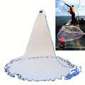 Throw Cast Net 8FT 10FT Transparent Thread Nylon Mesh 3/8in, Galvanized Zinc Sinkers 26ft PE Braid Hand Line No-Ring Design for Shrimp Bait