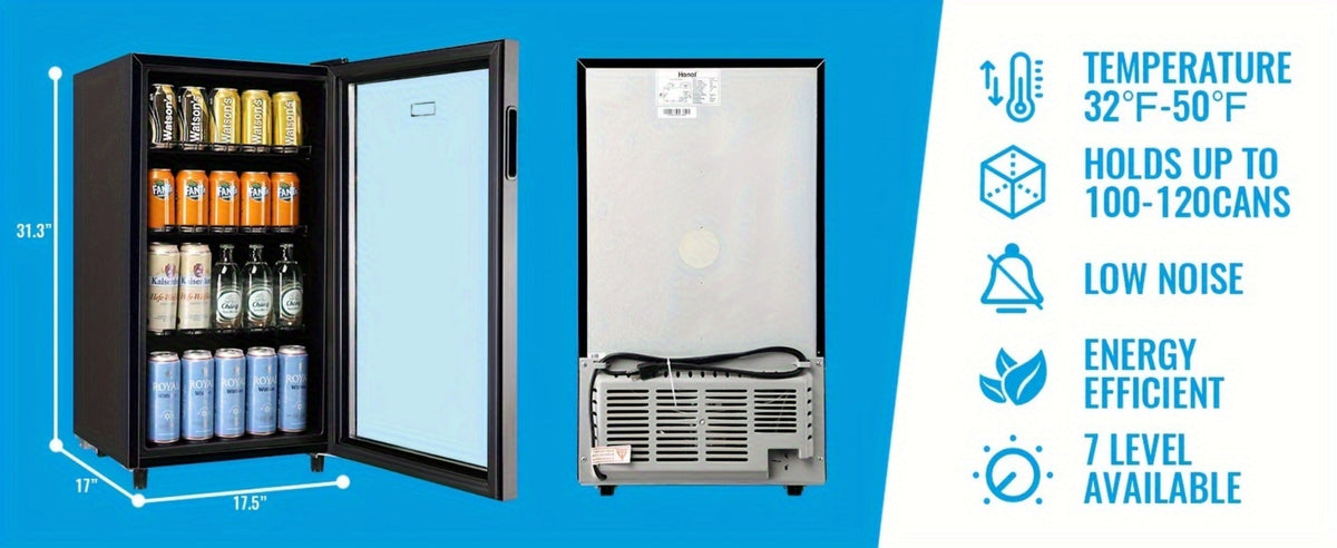 Beverage Refrigerator with Glass Door, Mini Fridge 2.0/3.5/4.0 Cu Ft, LED Lights, Adjustable Shelves