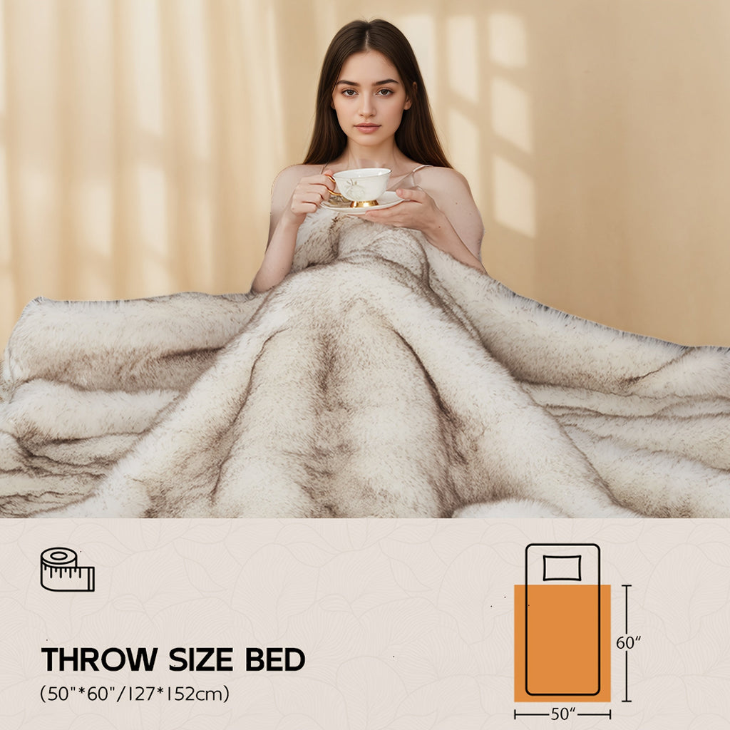 Faux Fur Throw Blanket 1060GSM Luxury – Super Soft Reversible Plush Mink Blanket for Bed Couch Sofa, Oversized Heavy Weight Cozy Blanket