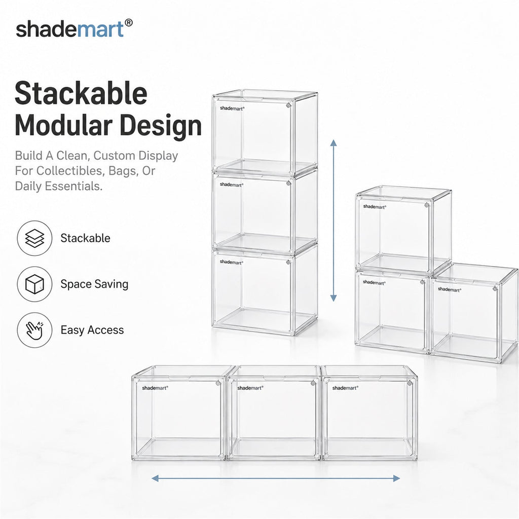 Clear Display Case Set of 3, Dustproof Transparent Storage Box Organizer for Collectibles, Car Models