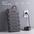 Power Strip 28-in-1 Surge Protector with 22 Widely Spaced AC Outlets, 5 USB-A, 2 USB-C and 2100J Rating