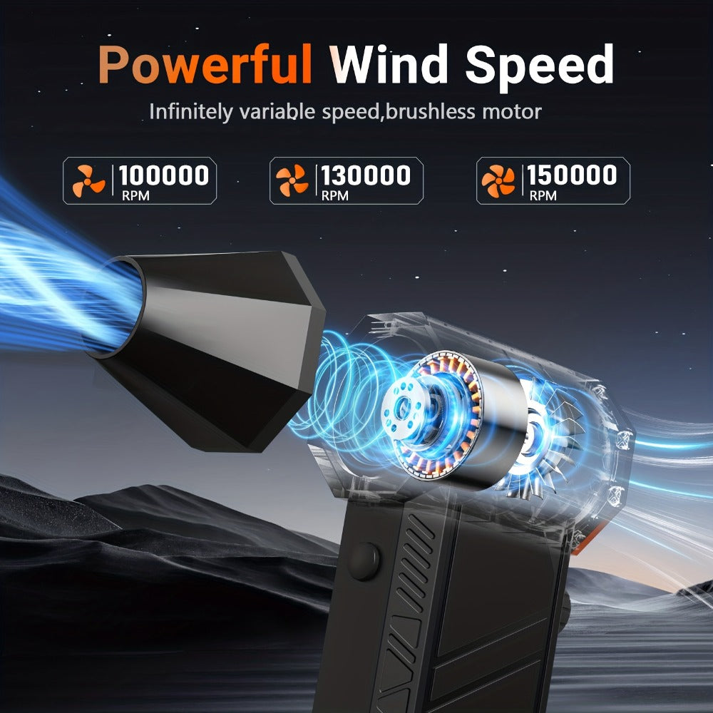 Orange-and-Black Turbine Air Duster with Four Power and Accessory Set Checkout Options Pictured