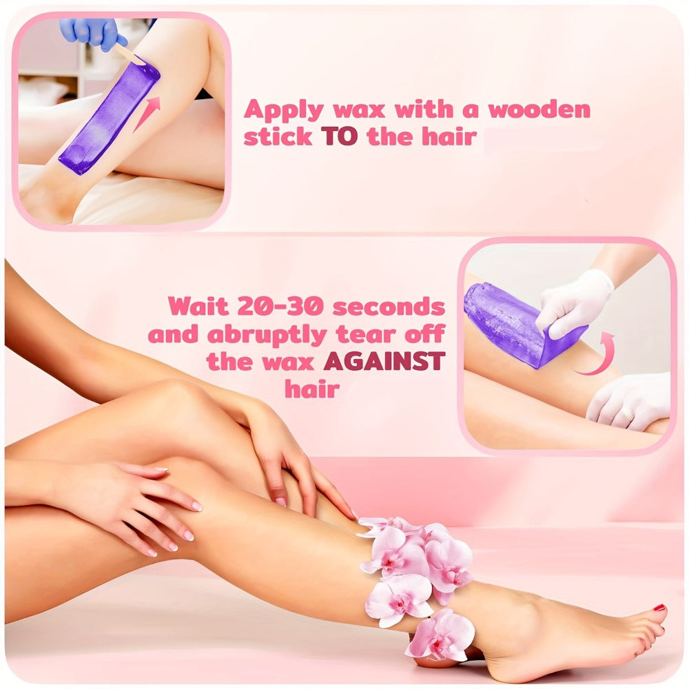 Hard Wax Beads for Hair Removal - 4 Colors Wax Beans with 20 Wood Sticks, Brazilian Bikini Wax Kit for Women & Men