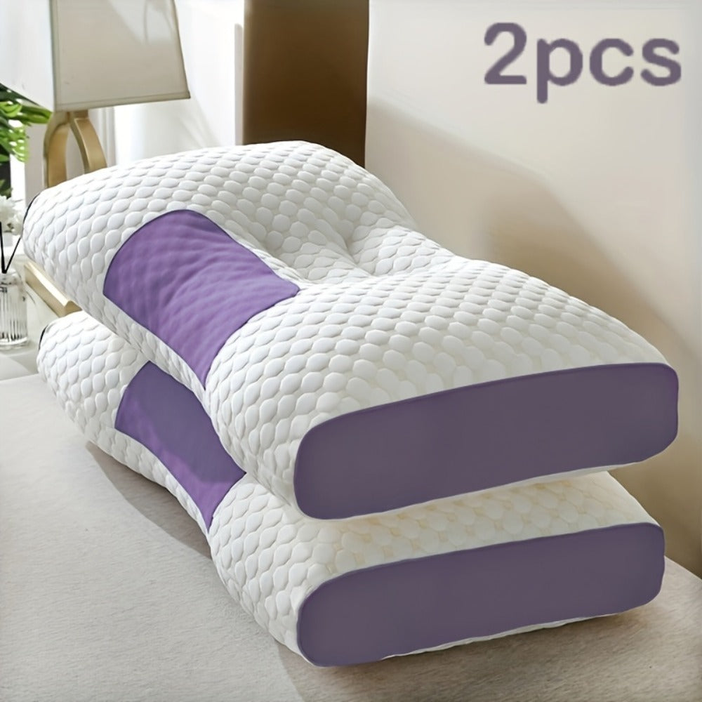 Two-Pillow Contoured Neck Pillow Set in Gray or Blue with 60 x 40 cm Pictured Size and Pillowcase-Only Option
