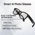 Smart Glasses 8MP Dual-Camera Eyewear with 1080P Video, Three Interchangeable Lenses and 290mAh Battery