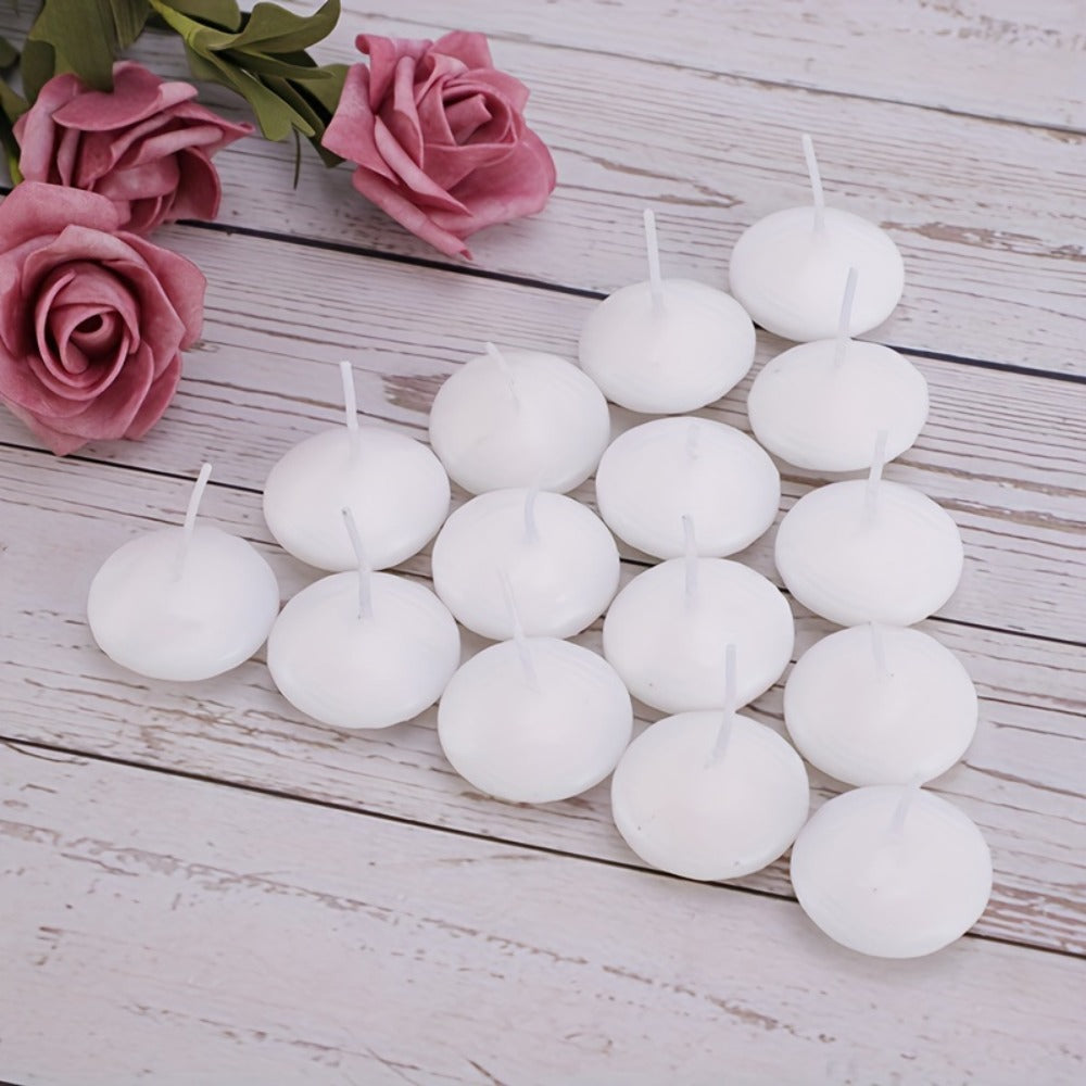 Floating Candles White Set of 42, 1.5 Inch Small Pool Candles, 4- Burn, Wedding Centerpiece, Pool Party