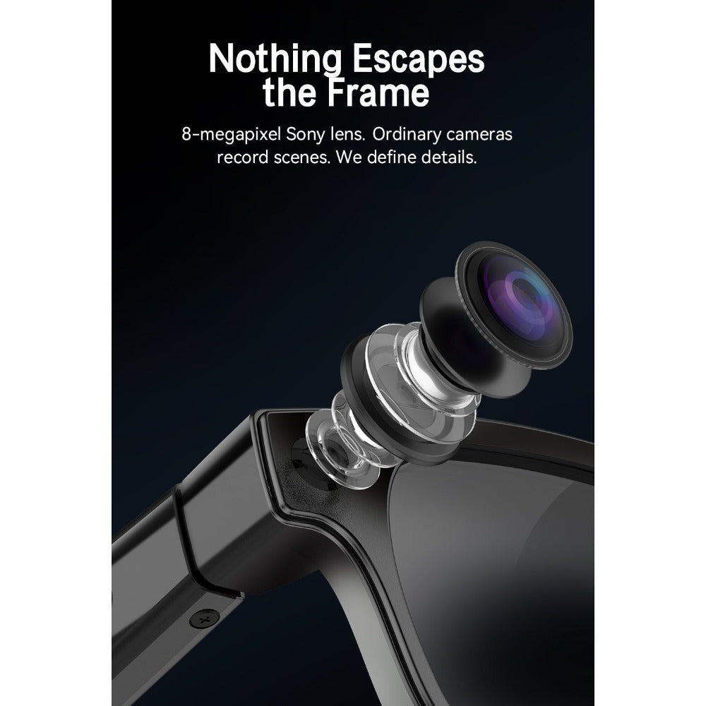 Smart Glasses with Camera and Bluetooth, 8MP Camera Eyewear with HD Video, Translation, Object Recognition