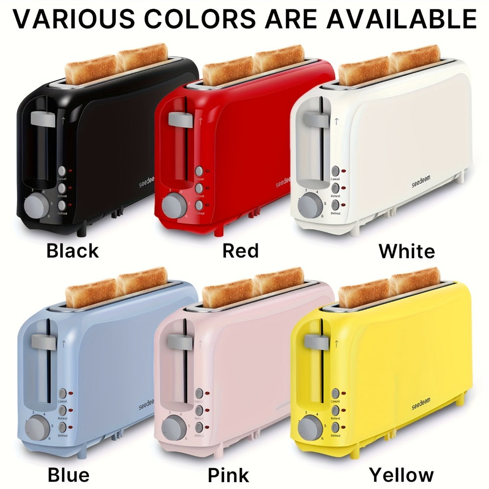 2-Slice Toaster Slim Ultra-Thin Design, 6 Browning Settings, 10" Long Slot, Reheat & Defrost Functions