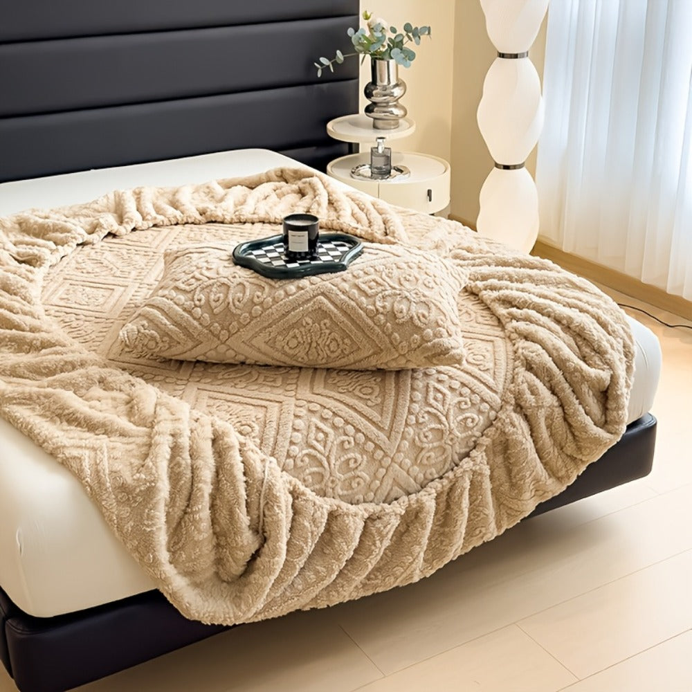 Bed Sheets, Single Jacquard-Knit Embossed Fitted Sheet with 11.4-Inch Pocket, Five Colors and Twin-to-King Sizes