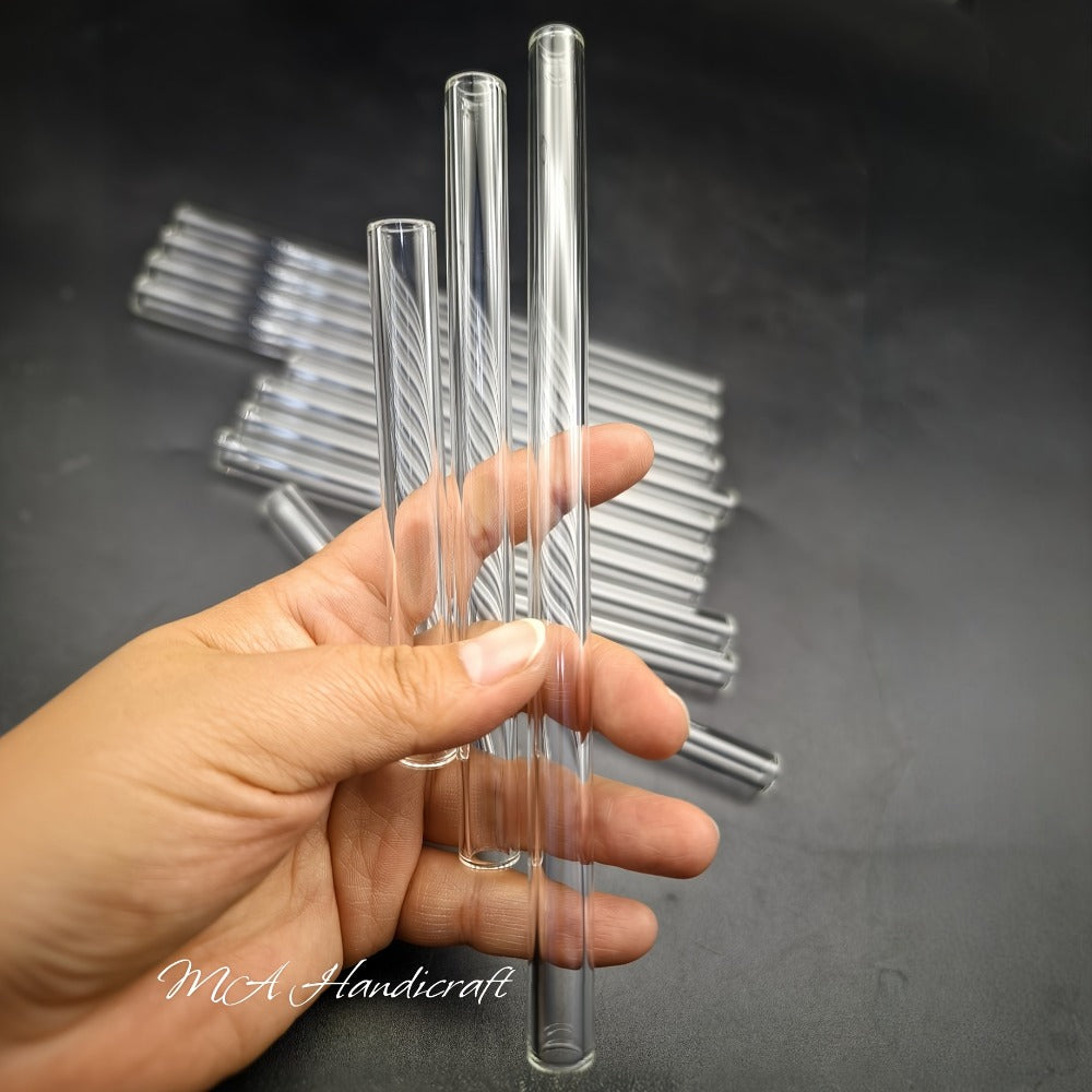 Borosilicate Glass Straws 10pcs Reusable Clear 12mm Wide, Heat Resistant 150°C for Entryways, Bedrooms and Living Spaces